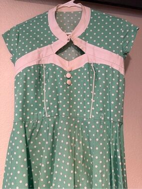 hell bunny green polka dot dress Hell Bunny Mint Jolene Mini Halter Dress